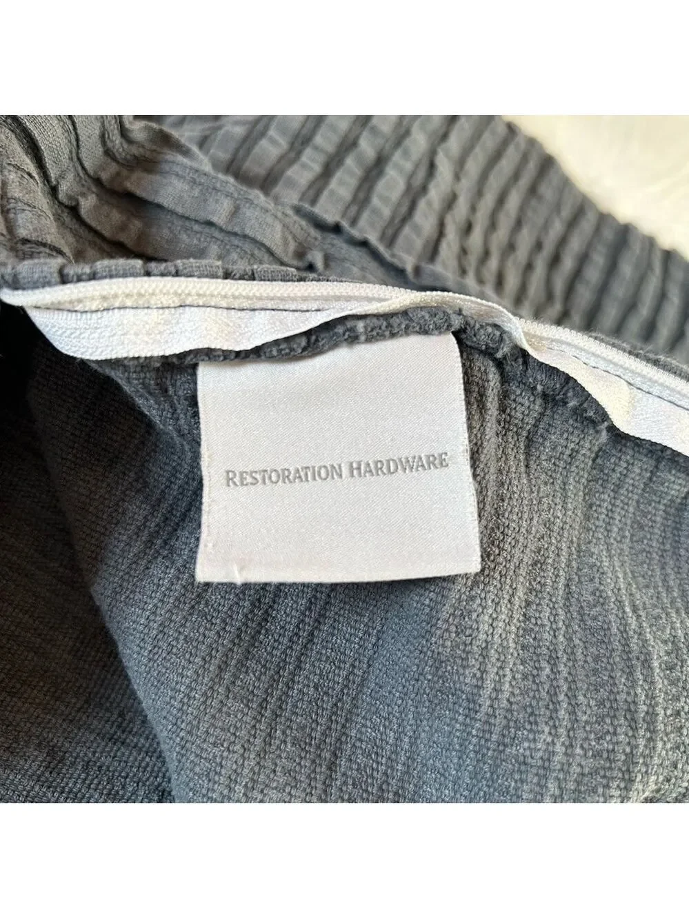 RESTORATION HARDWARE Navy Textured Pillow Sham Standard Cotton 18.5x27 Zipper